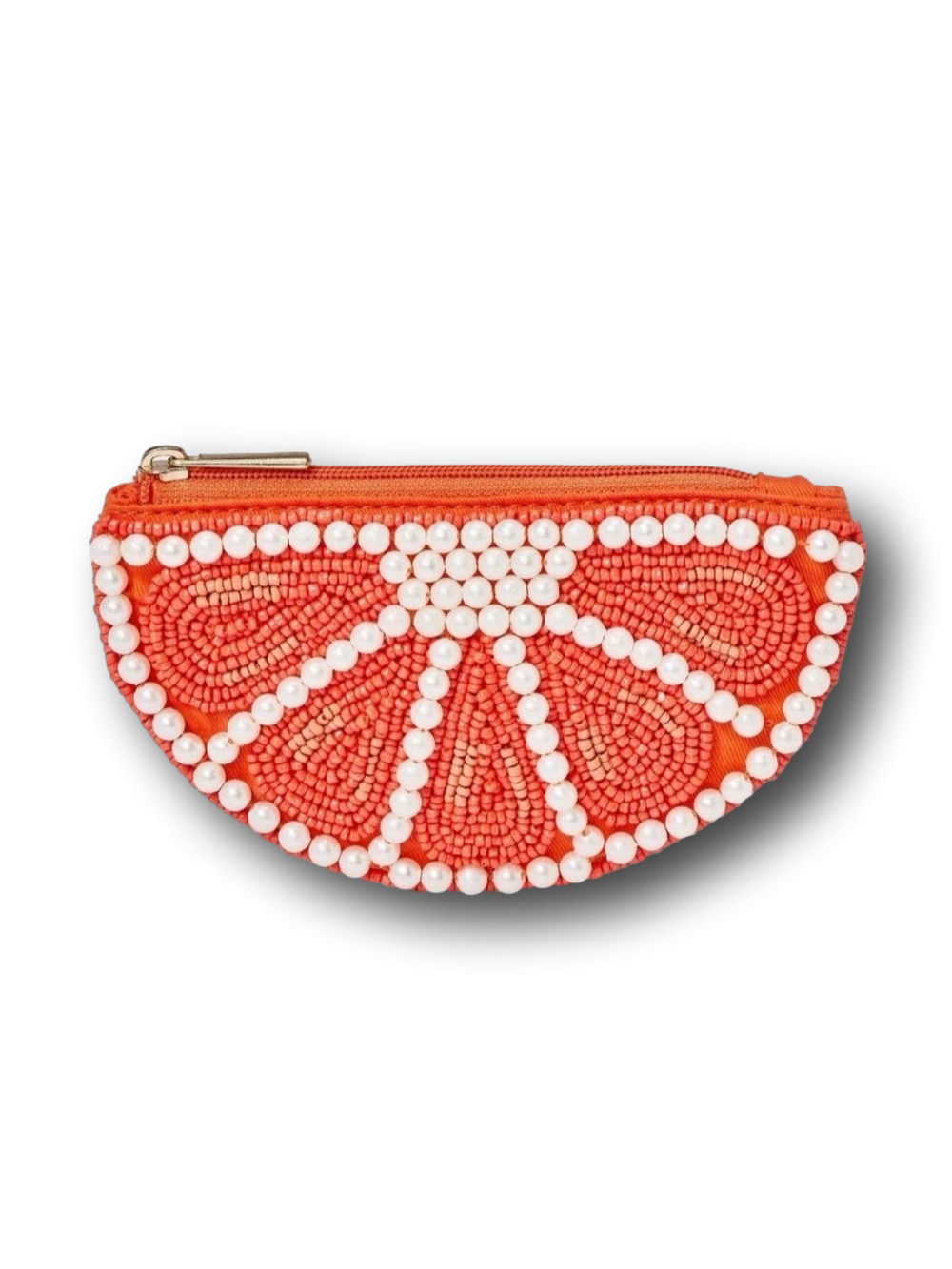 Orange Slice Beaded Coin Pouch w/ Zipper Closure - NWT